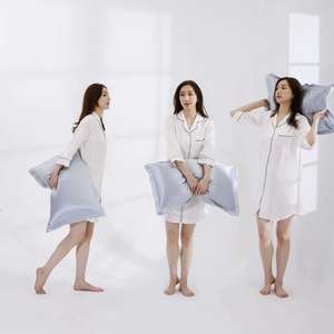 19mm 60*50 Ensemble de taies d'oreiller en soie de luxe 6A Grade 100% Tissu de mûrier Taies d'oreiller en soie rose douce et confortable Queen Size - Product Image 1