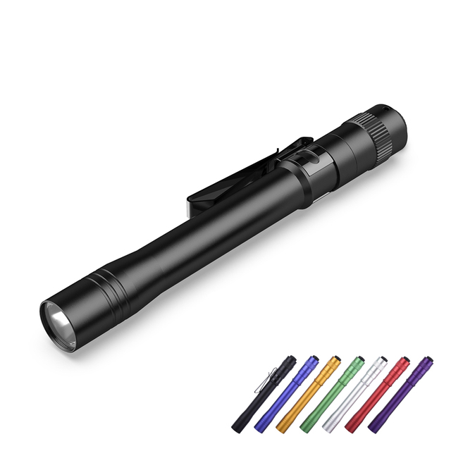 2AAA Aluminum Alloy Pocket-Sized Penlight Tail Switch EDC Flashlight with IP44 and 75m Beam Distance for Camping and Hiking