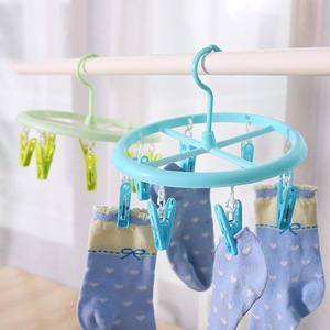 Estante multifuncional para calcetines, tendedero doméstico, tendedero a prueba de viento para balcón/dormitorio, con múltiples clips, para ropa interior/ropa redonda de bebé - Product Image 3