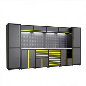 Conjunto de Gabinetes de Garaje en Forma de L Todo en Uno con Cajones para <span class=keywords><strong>Herramientas</strong></span> y Paneles Perforados - Product Image 1