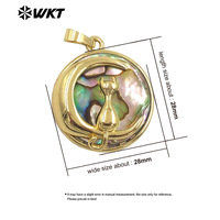 WT-JP440 mode haute qualité coquille d'ormeau naturel plaqué or rond petit pendentif pour les femmes Style Vintage fabrication de bijoux
