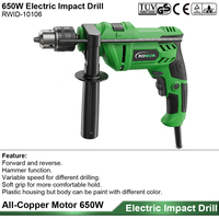 Perceuse électrique filaire professionnelle 650W 13mm OEM d'usine, perceuse à percussion à vitesse variable et outil électrique pour métal et bois