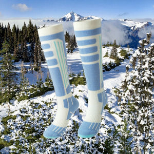 Chaussettes de ski en laine mérinos tricotées, anti-bactériennes, chaudes, en tissu éponge standard, pour femmes, de haute qualité, pour l'hiver, pour le sport en extérieur, hauteur genou - Product Image 3