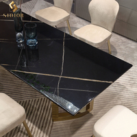Ensemble de table à manger de luxe moderne avec dessus en marbre Ensemble de table de luxe 6 places pour 8 pour 6 4 chaises Mobilier de salle à manger Ensemble de table 8 chaises