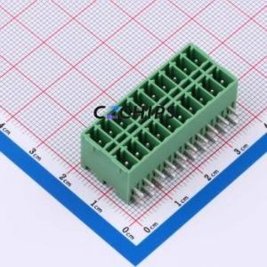 DB2ERHB-3.5-2*10P-GN Plug-in Terminal Block Bent Lead Through Hole,P=3.5mm Board-to-Board / Socket - Closed 2x10P 3.5mm Green - Product Image 1