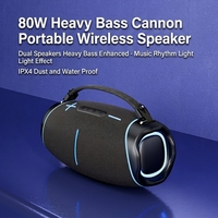 Sistema de Altavoces Bidireccional Inalámbrico, Resistente al Agua, 80W, Portátil, RGB, Bajos Profundos, Reproductor de Audio, para Exteriores, Hogar, Fiestas