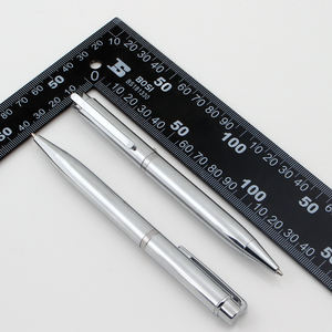 Stylo à bille en métal argenté à mécanisme rotatif - Product Image 6