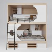 Lit superposé contemporain en bois pleine grandeur pour appartement, idéal pour dortoir, mobilier commercial