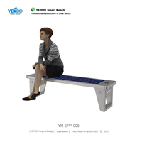 Banc de patio solaire personnalisé en acier inoxydable imperméable avec plusieurs ports de charge, design moderne minimaliste pour une utilisation en extérieur