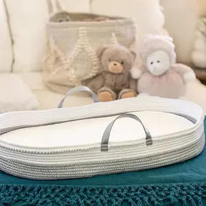 Baby Cotton Storage Basket Baby Changing Diaper Caddy Basket With Changing Pad And Organic Cotton Mattress Cover - Pure Cotton Woven Moses Storage Basket