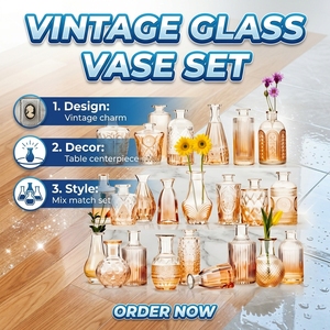 Vase à fleurs miniature vintage en verre certifié SGS FDA, idéal pour la décoration de la maison, les mariages, les cafés, incassable, réutilisable, pour une seule tige - Product Image 1