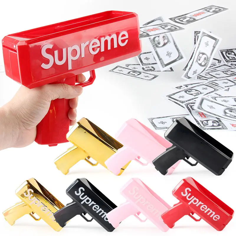 gold custom shooter with prop money sprayer party money for toy supreme super money gun