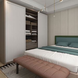 YALIG Transparency Door White Sunmica Designs for Complete Bedroom Sets with <b>Bed</b> Wardrobe - Product Image 6