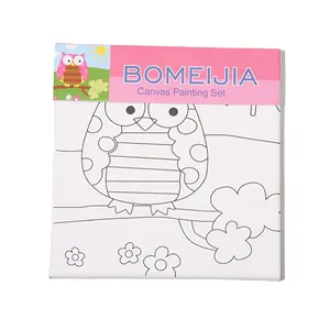 BOMEIJIAアートおもちゃセット6パターン20 * 20cmキッズキャンバス絵画アクリル絵の具とアーティストブラシ