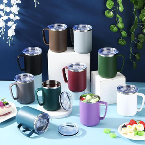แก้วกาแฟสแตนเลส 304 ขนาด 17 ออนซ์ พร้อมหูจับ ฝาปิดกันรั่วแบบใส ใช้ซ้ำได้ พิมพ์โลโก้ได้ - Product Image 4