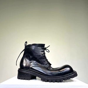 Goodyear leather thick-soled men's <b>boots</b>, retro mouton leather washed and aged, heightened men's leather <b>boots</b> - Product Image 6