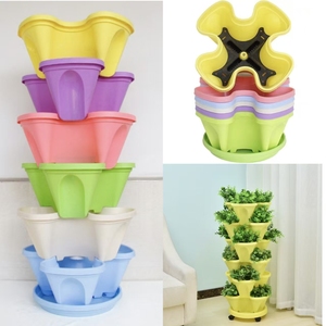 친환경 모던 다층형 소형 네잎꽃 모양의 실내/외 겸용 화분 - Product Image 2