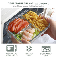 Boîte à lunch Bento en verre au micro-ondes avec couvercles en PP Ensemble de récipients de stockage des aliments