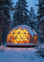 Dôme géodésique en verre coupe-vent de 5m, 6m, 8m, tente de luxe pour resort, glamping, hôtel, cabane en dôme avec porte en verre et aluminium