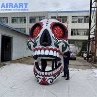 AIRART Modèle de crâne en sucre gonflable imprimé, Décoration gonflable de crâne pour Halloween et Jour des Morts en extérieur, Fourniture en gros