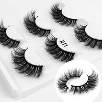 3 paires de faux cils synthétiques naturels quotidiens en boîte rose, style long, réalistes 6D 8D 8-20 mm, naturellement doux et délicats