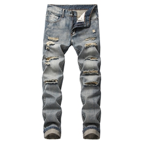 Ropa al por mayor motocicleta azul <span class=keywords><strong>pantalones</strong></span> vaqueros de los hombres rasgado negro lavado jeans - Product Image 4