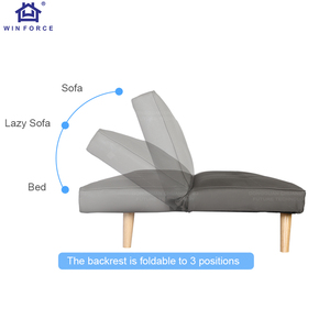 Sofá <span class=keywords><strong>cama</strong></span> <span class=keywords><strong>plegable</strong></span> de cuero multifuncional, sala de estar sofá para, sentado y tumbado, muebles de madera de doble uso, patas de madera de caucho, Sofá <span class=keywords><strong>Cama</strong></span> - Product Image 3