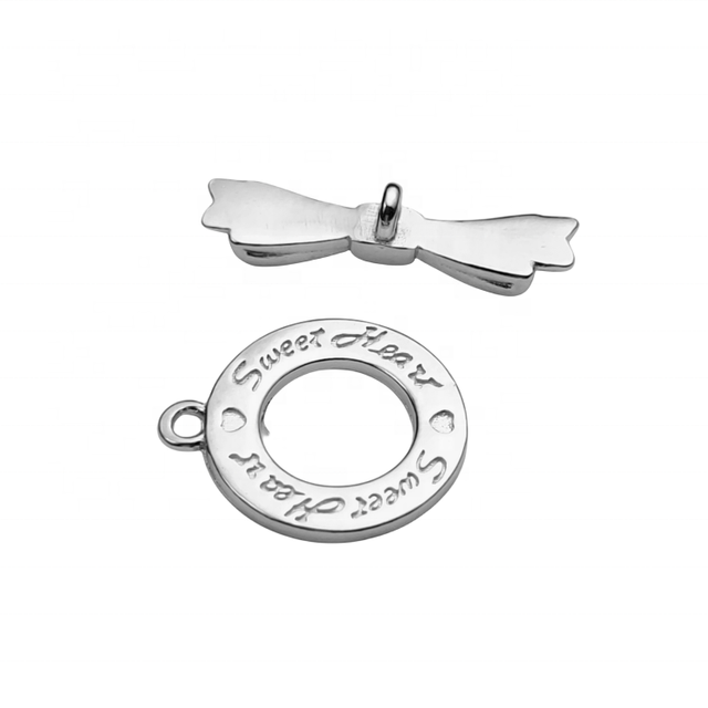 Custom Wholesale Engraved Unique Connecter Round Clasp Pendant Pearl Necklace Bracelet 925 Sterling Silver Clasps for Jewelry