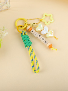 Porte-clés personnalisé avec perles <span class=keywords><strong>lettres</strong></span>, breloques cœur et étoile, bracelet en corde tressée, personnalisable - Product Image 6