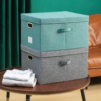 Contenedor de Almacenamiento Plegable Rectangular Personalizado con Asa, Caja de Almacenamiento de Tela OEM de Fábrica para Organizar Ropa, Libros, Archivos y Juguetes