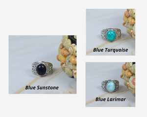 Anillos de Piedras Preciosas Naturales, Zafiro, Plata de Ley, Unisex, Corona, Anillos de Compromiso, Boda, Regalo, Fiesta - Product Image 1