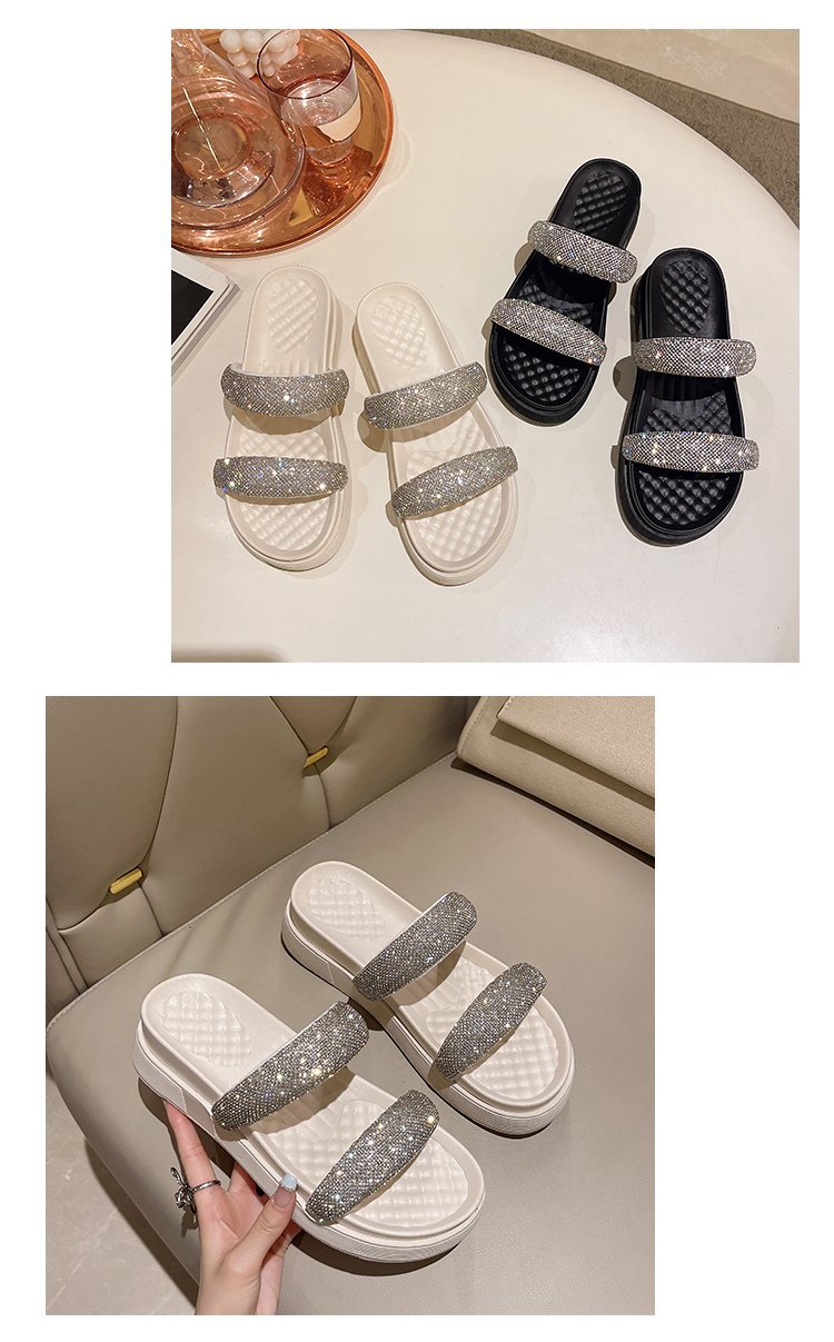 2023 Summer Casual Sandals Ladies Sponge Thick Bottoming Beach Sandals Slippers