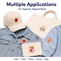 Lot de patchs brodés fraises pour grossistes – Appliques thermocollantes mignonnes en forme de fruits pour vêtements, vestes, sacs, chapeaux, décoration DIY