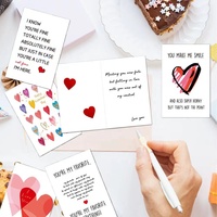 Impression personnalisée Vintage Je t'aime Valentine Cartes de vœux Cartes de remerciement avec enveloppes