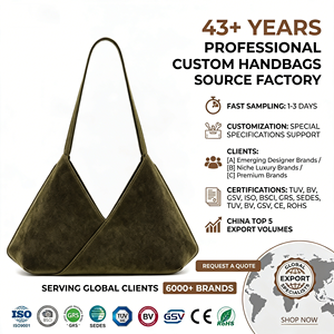 Borsa Tote in Pelle Scamosciata Verde Oliva, Lussuosa Borsa Triangolare Morbida e Strutturata, Borsa Minimalista Chic da Donna per Uso Quotidiano, Personalizzabile OEM - Product Image 1