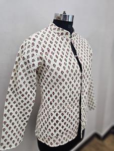 Bohemian Autumn Woven Cotton Reversible Quilted <b>Jacket</b> for <b>Women</b> <b>Vintage</b> Handmade Block Printed Breathable RajhansExport - Product Image 4