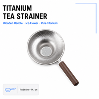 Filtre à thé en titane pur en forme de fleur de glace, portable, avec manche en bois, accessoires pour service à thé en titane, filtre à thé simple