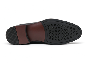 Mocassins pour hommes en cuir véritable à bout capuchonné, noirs, en cuir texturé, chaussures habillées à talon carré bas, pour affaires - Product Image 5