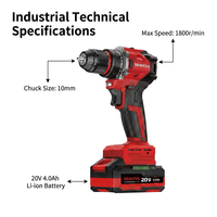 Perceuse sans fil sans balais S20-1 20V, mandrin sans clé 10 mm, 1800 tr/min, perceuse électrique professionnelle haute vitesse pour le travail du bois et le bricolage