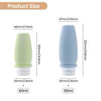 Ensemble de 4 flacons de voyage réutilisables en silicone approuvés par la TSA, 90 ml, 3 fl oz, 60 ml, mini-tubes de voyage portables en silicone pour le camping