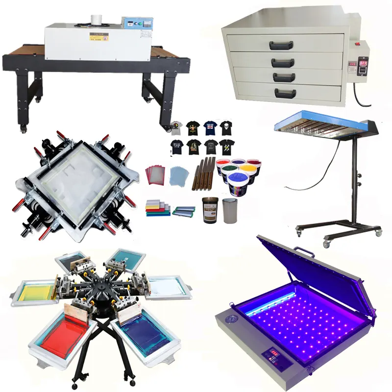 Doyan Multicolor Silk Screen Printer Machine 6 Color 6 Station Screen Printing Press Machine All Kits For T shirt Printing