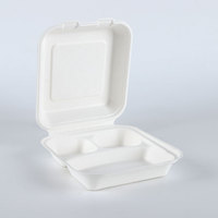 Bagasse de canne à sucre avec logo personnalisé Boîte à hamburger jetable Emballage de hamburger de canne à sucre bio avec couvercles de récipients alimentaires