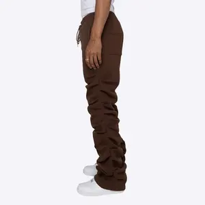 Dongguan City Streetwear High Quality Custom Logo Slim Fit Trousers Skinny Solid Color Flare Stacked Pants