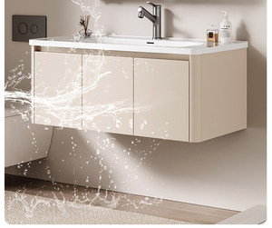 Modern walnut bathroom cabinet ceramic integrated basin bathroom wash basin cabinet combination face wash basin - Product Image 5