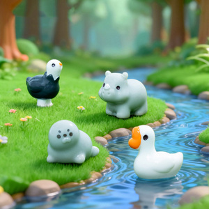 Set di Mini Statuette in Resina di Animali Carini, Ornamenti in Resina per Terrari, Portachiavi e Decorazioni per Giardini delle Fate - Product Image 3