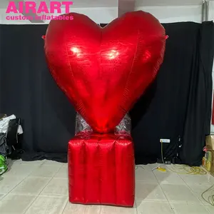 Coração vermelho inflável para decoração de atividades românticas, balão inflável para decoração de palco coração vermelho à venda