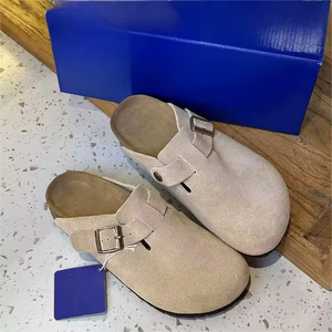 2025 Top Quality Casual Unisex Durable Comfort Cork Sole Flat Shoes Luxury Leather <b>Slippers</b> Fashion Women and Men Shoes - Product Image 3