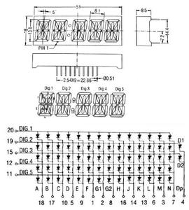 White 0.54\" 14-Segment <strong>5</strong> <strong>Digit</strong> <strong>LED</strong> Alphanumeric <strong>Display</strong> - Product Image 4