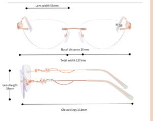 Gafas <span class=keywords><strong>de</strong></span> lectura bifocales dioptrías <span class=keywords><strong>de</strong></span> visión cercana/lejana ajustables (1,0-4,0) Anti azul claro rosa/rojo marco transparente lente para mujer - Product Image 4