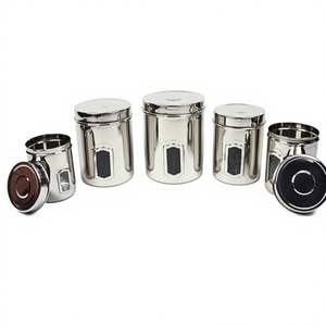 Recipientes de Almacenamiento de Alimentos Ecológicos de Acero Inoxidable, Forma Cilíndrica, Tapas Herméticas, Resistentes a la Humedad, Mayur Exports Kitchen - Product Image 1